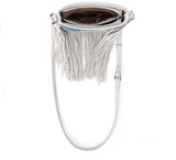 WG44-8360 Wrangler Leather Fringe Jean Denim Pocket Crossbody -White