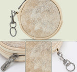 WG116-002 Wrangler Genuine Hair On Cowhide Circular Coin Pouch Bag Charm - Tan
