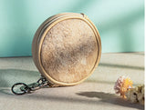 WG116-002 Wrangler Genuine Hair On Cowhide Circular Coin Pouch Bag Charm - Tan