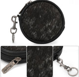 WG116-002 Wrangler Genuine Hair On Cowhide Circular Coin Pouch Bag Charm -Black
