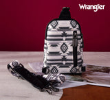 2024 New Wrangler Southwestern Print Canvas Crossbody/Sling/Chest Bag-Black