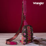 2024 New Wrangler Southwestern Print Canvas Crossbody/Sling/Chest Bag-Hot Pink