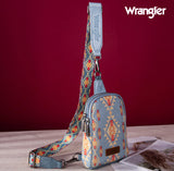 2024 New Wrangler Southwestern Print Canvas Crossbody/Sling/Chest Bag-Jean