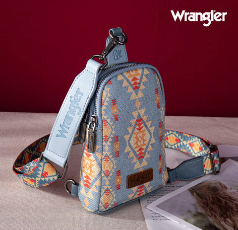 2024 New Wrangler Southwestern Print Canvas Crossbody/Sling/Chest Bag-Jean