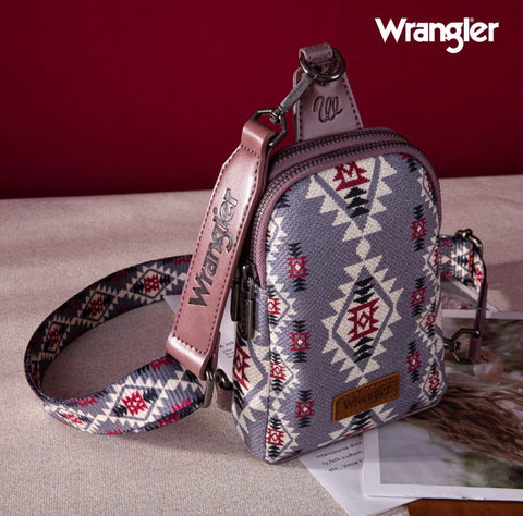 2024 New Wrangler Southwestern Print Canvas Crossbody/Sling/Chest Bag-Lavender