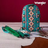 2024 New Wrangler Southwestern Print Canvas Crossbody/Sling/Chest Bag-Turquoise