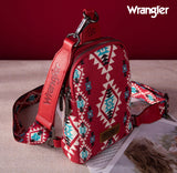 2024 New Wrangler Southwestern Print Canvas Crossbody/Sling/Chest Bag-Red