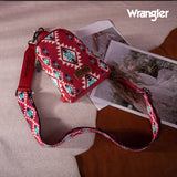 2024 New Wrangler Southwestern Print Canvas Crossbody/Sling/Chest Bag-Red