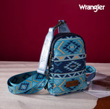 2024 New Wrangler Southwestern Print Canvas Crossbody/Sling/Chest Bag-Navy