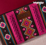 2024 New Wrangler Aztec Southwestern Pattern Canvas Wallet With Wristlet Strap-Hot Pink
