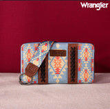 2024 New Wrangler Aztec Southwestern Pattern Canvas Wallet With Wristlet Strap-Jean