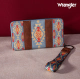 2024 New Wrangler Aztec Southwestern Pattern Canvas Wallet With Wristlet Strap-Jean