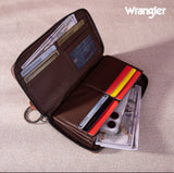 2024 New Wrangler Aztec Southwestern Pattern Canvas Wallet With Wristlet Strap-Jean