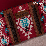 2024 New Wrangler Aztec Southwestern Pattern Canvas Wallet With Wristlet Strap-Red