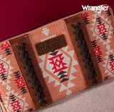 2024 New Wrangler Aztec Southwestern Pattern Canvas Wallet With Wristlet Strap-Orange