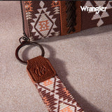 2024 New Wrangler Aztec Southwestern Pattern Canvas Wallet With Wristlet Strap-Dark Coffee