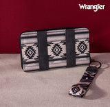 2024 New Wrangler Aztec Southwestern Pattern Canvas Wallet With Wristlet Strap-Black