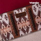 2024 New Wrangler Aztec Southwestern Pattern Canvas Wallet With Wristlet Strap-Light Coffee