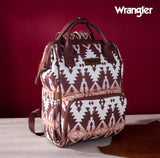 2024 New Wrangler Aztec Southwestern Pattern Dual Sided Print Multi-Function Backpack-Brown