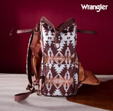 2024 New Wrangler Aztec Southwestern Pattern Dual Sided Print Multi-Function Backpack-Brown