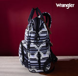 2024 New Wrangler Aztec Southwestern Pattern Dual Sided Print Multi-Function Backpack-Black