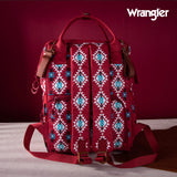 2024 New Wrangler Aztec Southwestern Pattern Dual Sided Print Multi-Function Backpack-Red