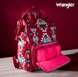 2024 New Wrangler Aztec Southwestern Pattern Dual Sided Print Multi-Function Backpack-Red