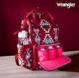 2024 New Wrangler Aztec Southwestern Pattern Dual Sided Print Multi-Function Backpack-Red