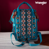 2024 New Wrangler Aztec Southwestern Pattern Dual Sided Print Multi-Function Backpack-Turquoise