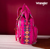 2024 New Wrangler Aztec Southwestern Pattern Dual Sided Print Multi-Function Backpack-Hot Pink