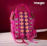 2024 New Wrangler Aztec Southwestern Pattern Dual Sided Print Multi-Function Backpack-Hot Pink