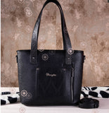 WG66-2001 Wrangler Hair-On Cowhide Vintage Floral Concealed Carry Tote/Crossbody - Black