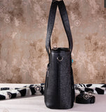 WG66-2001 Wrangler Hair-On Cowhide Vintage Floral Concealed Carry Tote/Crossbody - Black