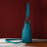 WG64-G2002 Wrangler Rivets Concealed Carry Oversize Tote/Crossbody -Turquoise