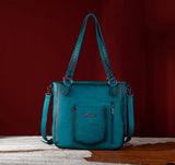 WG64-G2002 Wrangler Rivets Concealed Carry Oversize Tote/Crossbody -Turquoise