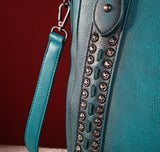 WG64-G2002 Wrangler Rivets Concealed Carry Oversize Tote/Crossbody -Turquoise