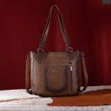 WG64-G2002 Wrangler Rivets Concealed Carry Oversize Tote/Crossbody -Coffee