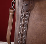 WG64-G2002 Wrangler Rivets Concealed Carry Oversize Tote/Crossbody -Coffee