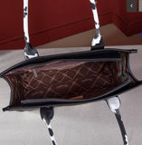 WG102-8119 Wrangler Cow Print Concealed Carry Wide Tote -Black