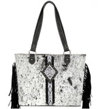 TR146G-8317 Trinity Ranch Hair On Cowhide Concealed Carry Tote-Black