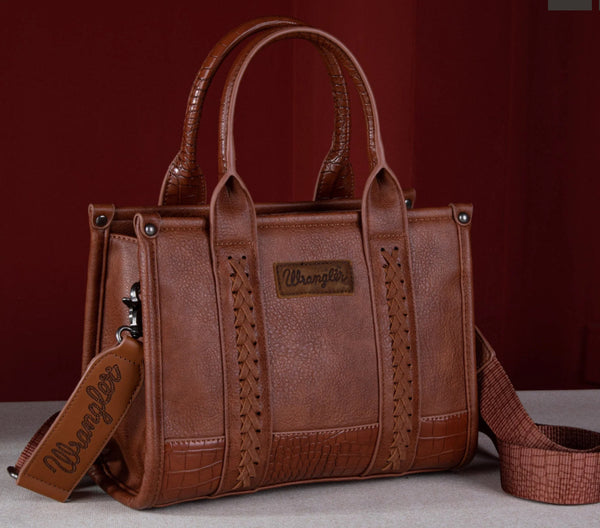 WG102-8120S Wrangler Croc Print Concealed Carry Tote/Crossbody - Cognac