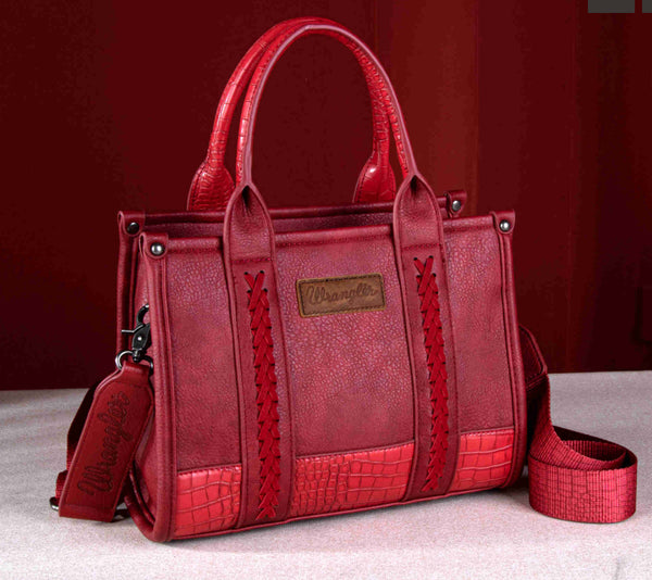 WG102-8120S Wrangler Croc Print Concealed Carry Tote/Crossbody -Burgandy