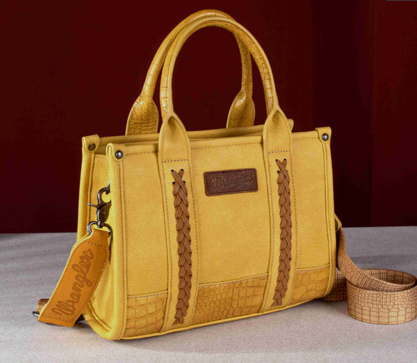 WG102-8120S Wrangler Croc Print Concealed Carry Tote/Crossbody -Mustard