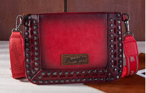 WG65-2004S Wrangler Rivets Studded Wristlet/ Crossbody - Red