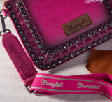 WG65-2004S Wrangler Rivets Studded Wristlet/ Crossbody -Coral Pink