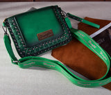 WG65-2004S Wrangler Rivets Studded Wristlet/ Crossbody -Green