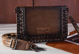 WG65-2004S Wrangler Rivets Studded Wristlet/ Crossbody - Coffee