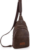 WG87-227 Wrangler Sling Bag/Crossbody/Chest Bag Dual Zippered Compartment -Coffee