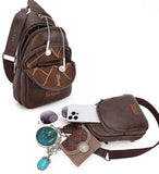WG87-227 Wrangler Sling Bag/Crossbody/Chest Bag Dual Zippered Compartment -Coffee