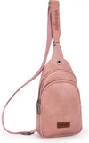 WG87-227 Wrangler Sling Bag/Crossbody/Chest Bag Dual Zippered Compartment -Pink